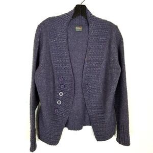 Royal Robbins Women Wool Blend Chunky Cardigan Sz L Violet Button Outdoor Cozy